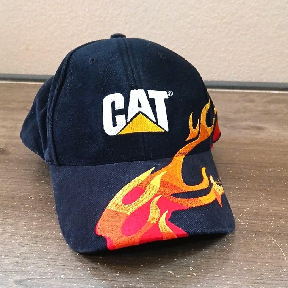 Caterpillar CAT black Hat With Flames